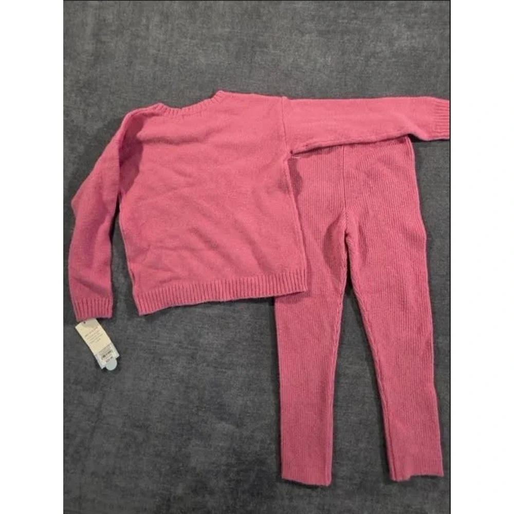 Cat & Jack Toddler Girls Pink Sweater and Ribbed Leggings Set Size 4T NWT